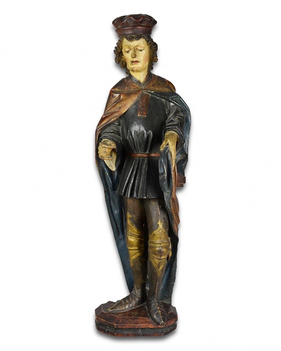 Polychromed Wooden Sculpture Of Saint Martin. South German, 16th Century.-photo-3