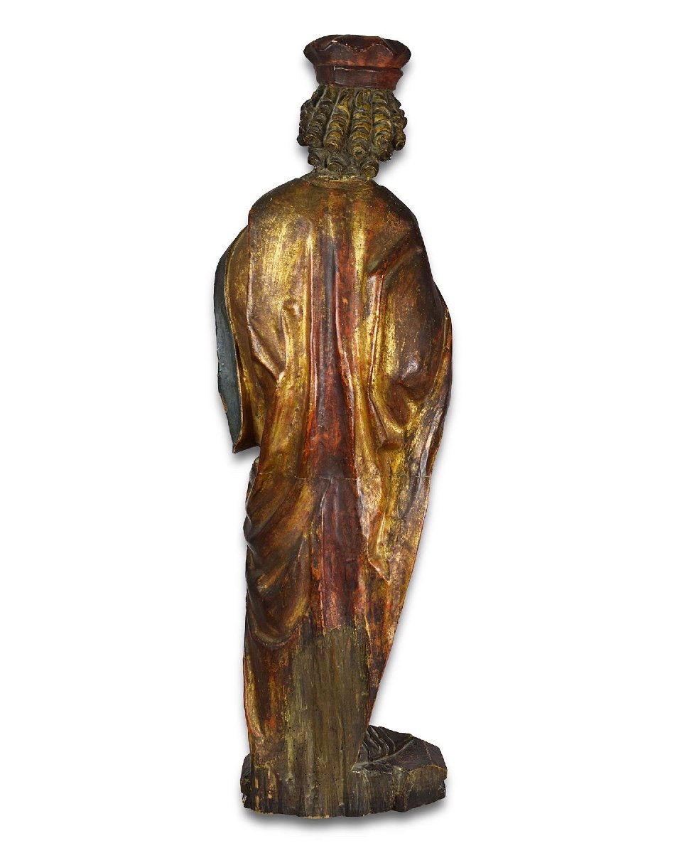 Polychromed Wooden Sculpture Of Saint Martin. South German, 16th Century.-photo-4