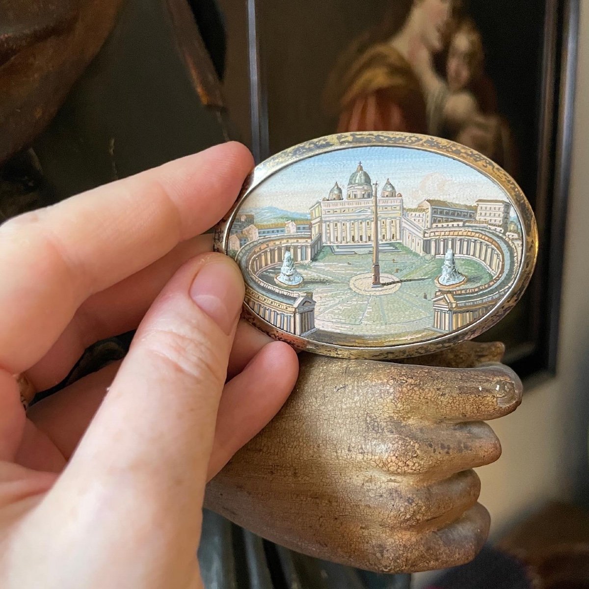 Micromosaic Plaque Of Saint Peter’s Square. Italian, Early 19th Century.-photo-1