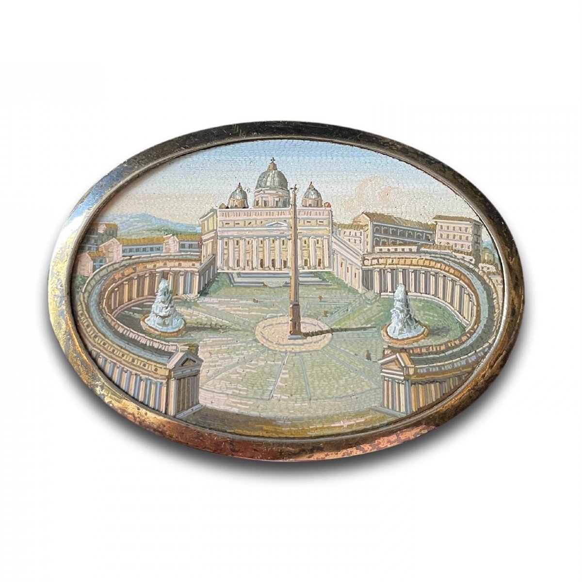 Micromosaic Plaque Of Saint Peter’s Square. Italian, Early 19th Century.