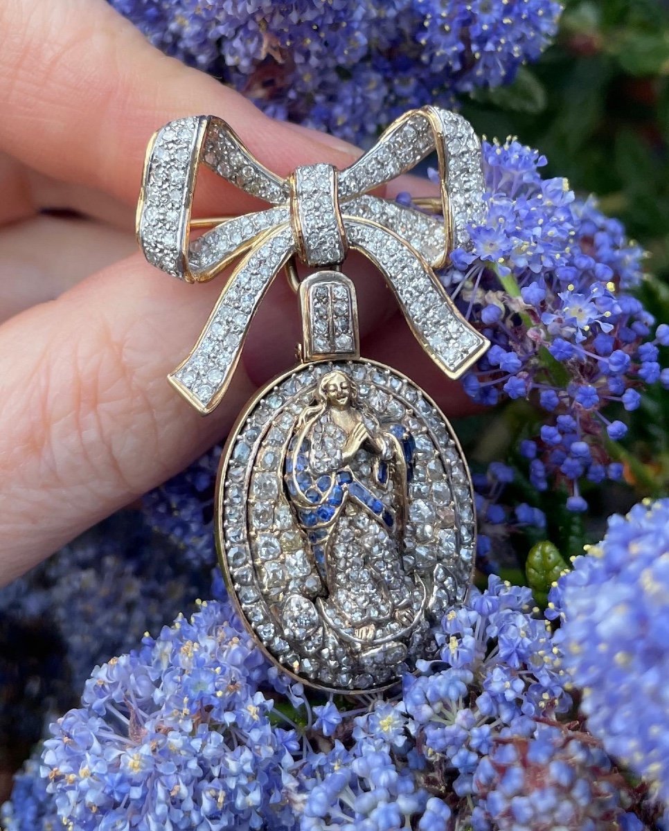 Diamond & Sapphire Pendant Representing The Virgin Of The Immaculate Conception.-photo-2