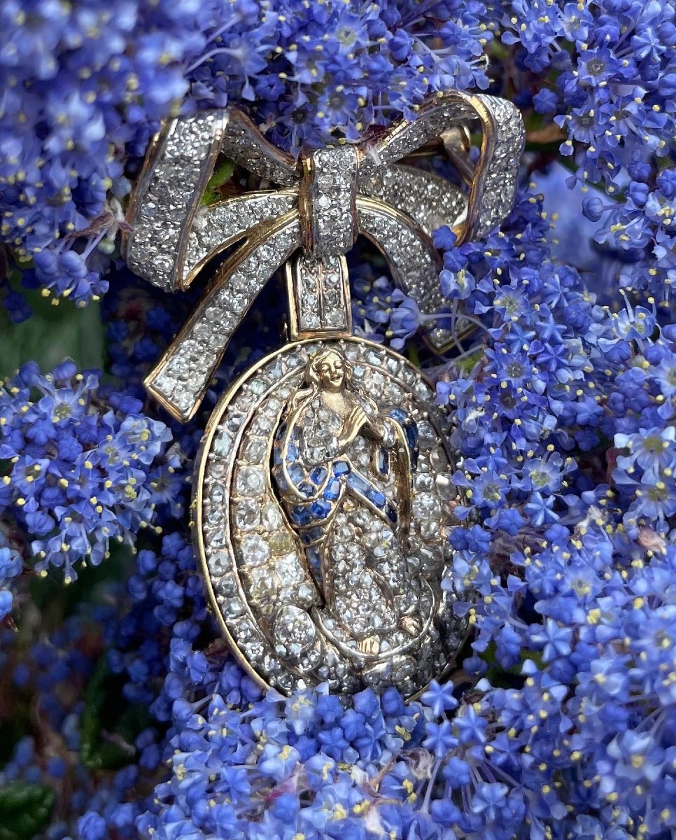 Diamond & Sapphire Pendant Representing The Virgin Of The Immaculate Conception.-photo-1