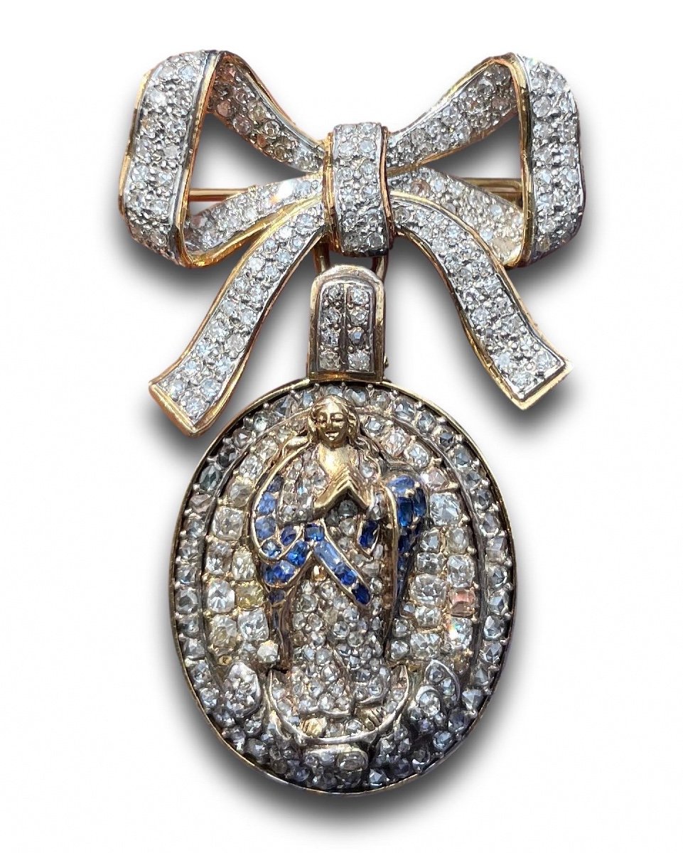 Diamond & Sapphire Pendant Representing The Virgin Of The Immaculate Conception.