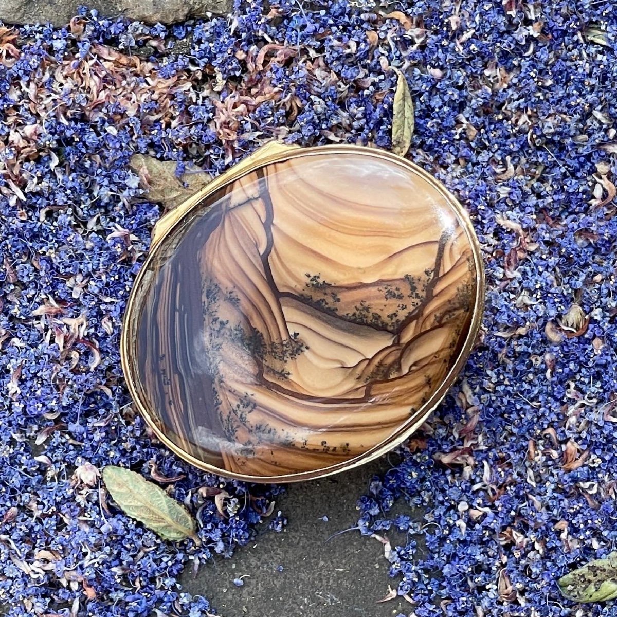 Gold Mounted Petrified Wood Agate Snuff Box. English, 18th Century.-photo-5