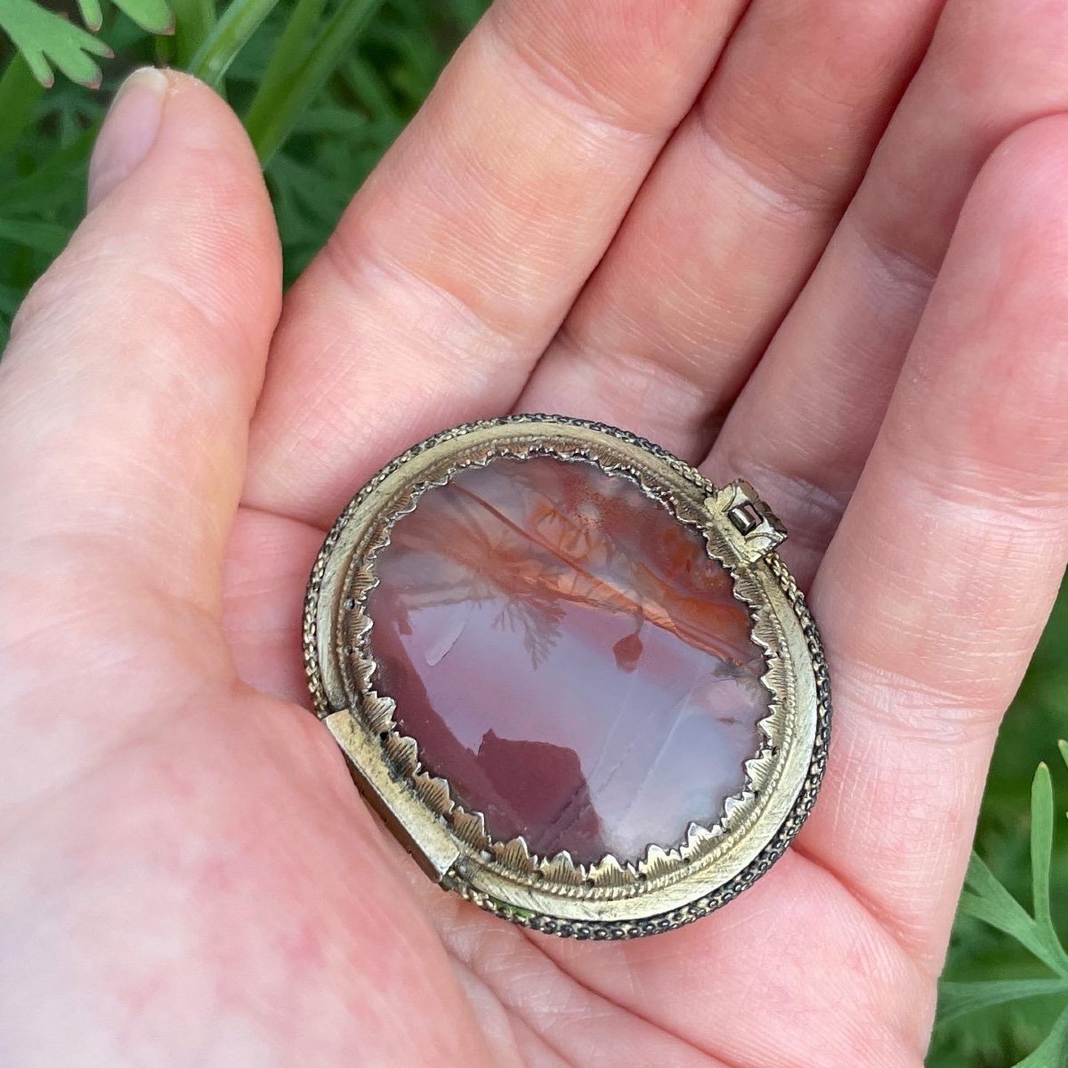 Small Silver Gilt Agate Box. English, Second Half Of The 17th Century.-photo-3