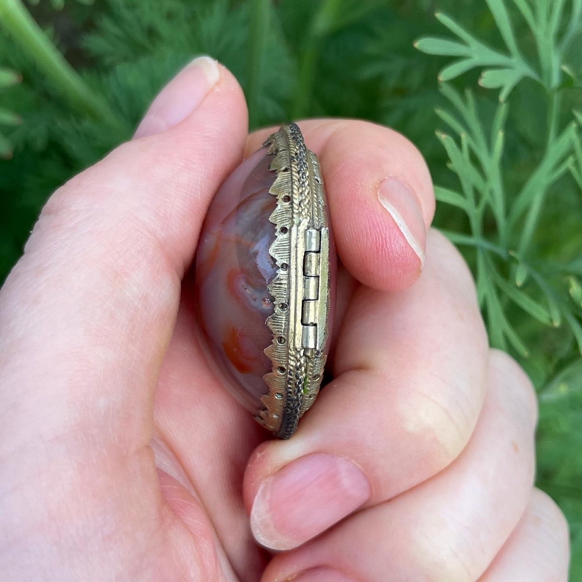 Small Silver Gilt Agate Box. English, Second Half Of The 17th Century.-photo-3