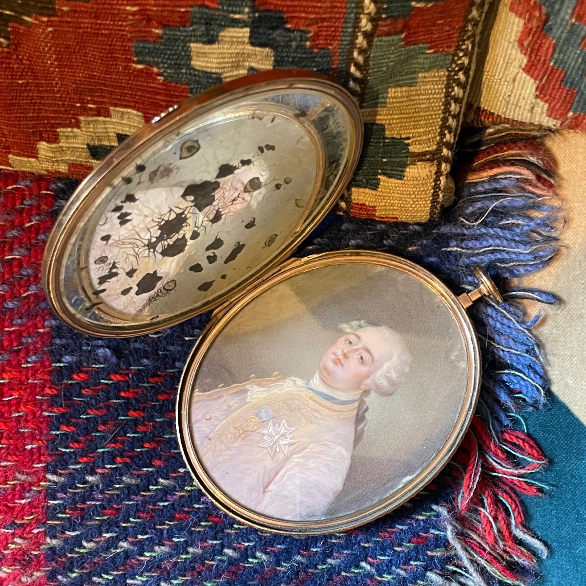 Tortoiseshell And Pearl Cased Miniature Of King Louis XVI. French, 18th Century-photo-6