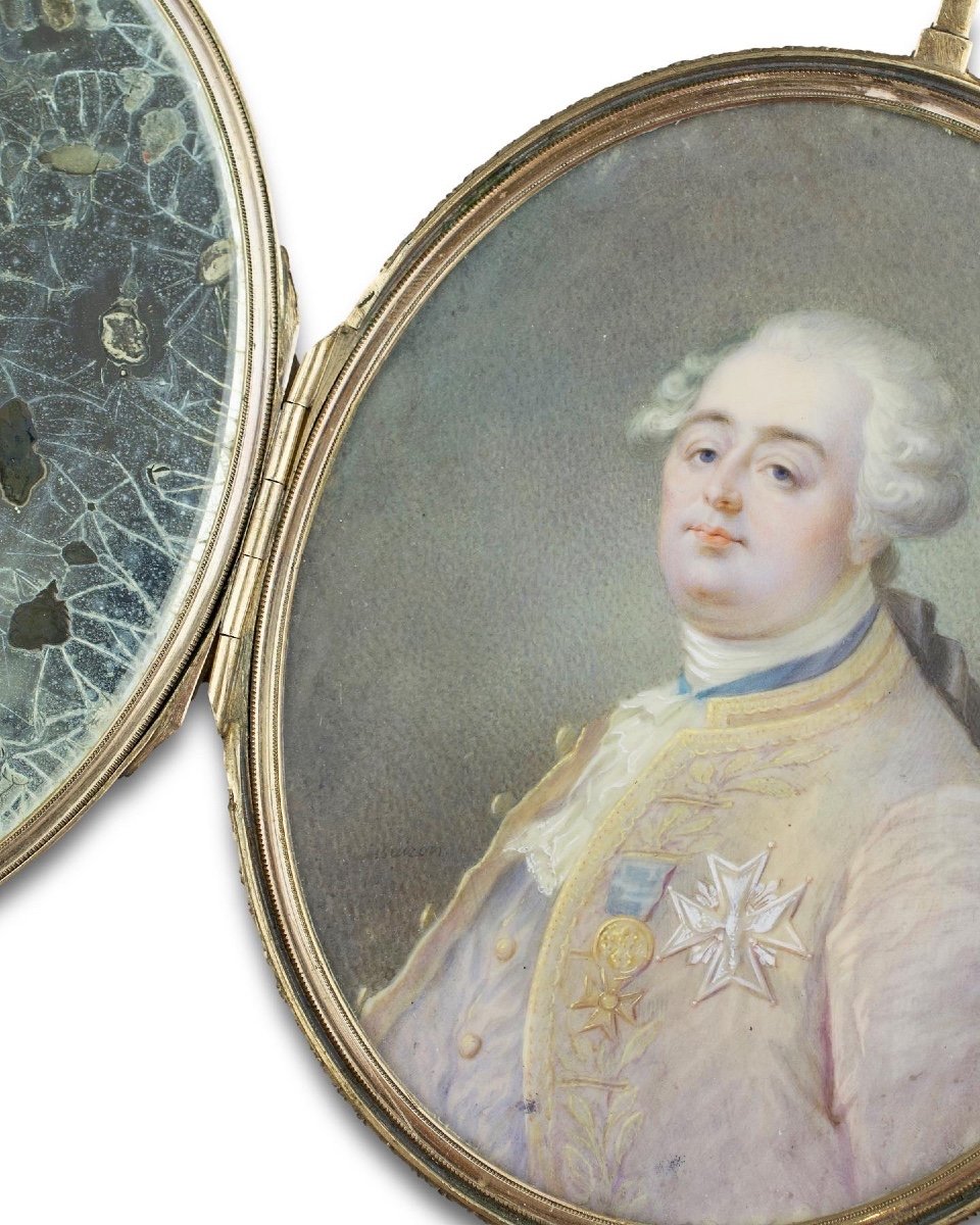 Tortoiseshell And Pearl Cased Miniature Of King Louis XVI. French, 18th Century