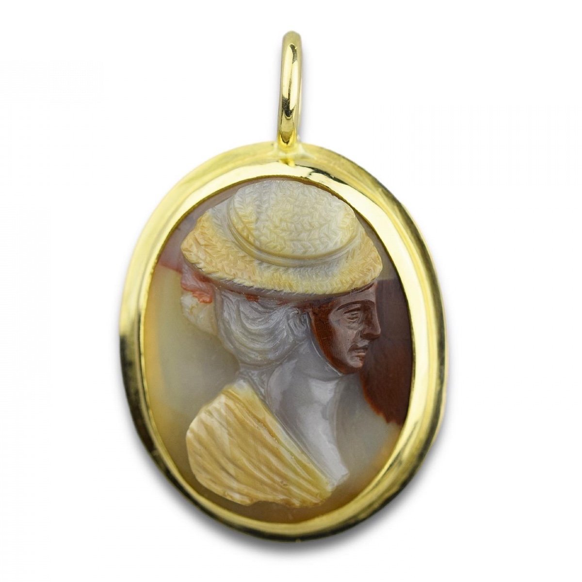 Gold Pendant With An Unusual Cameo Of A Woman. French, Late 18th Century.-photo-3