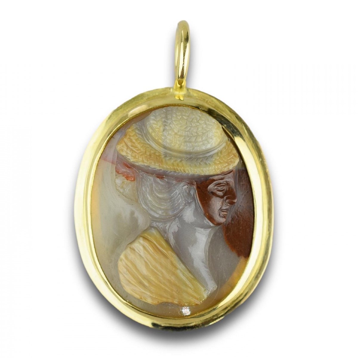 Gold Pendant With An Unusual Cameo Of A Woman. French, Late 18th Century.-photo-3