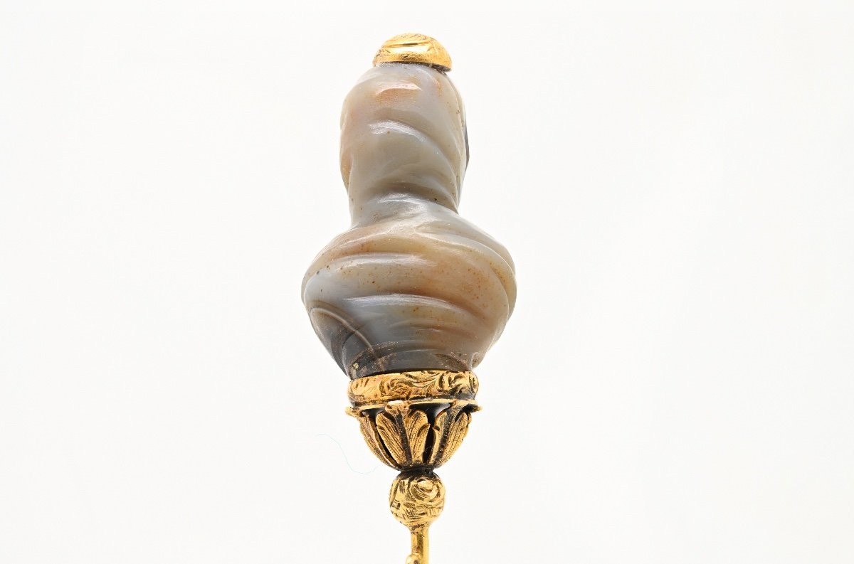 Gold Stick Pin With An Agate Sculpture Of A Female Bust. Italian, 17th Century.-photo-8