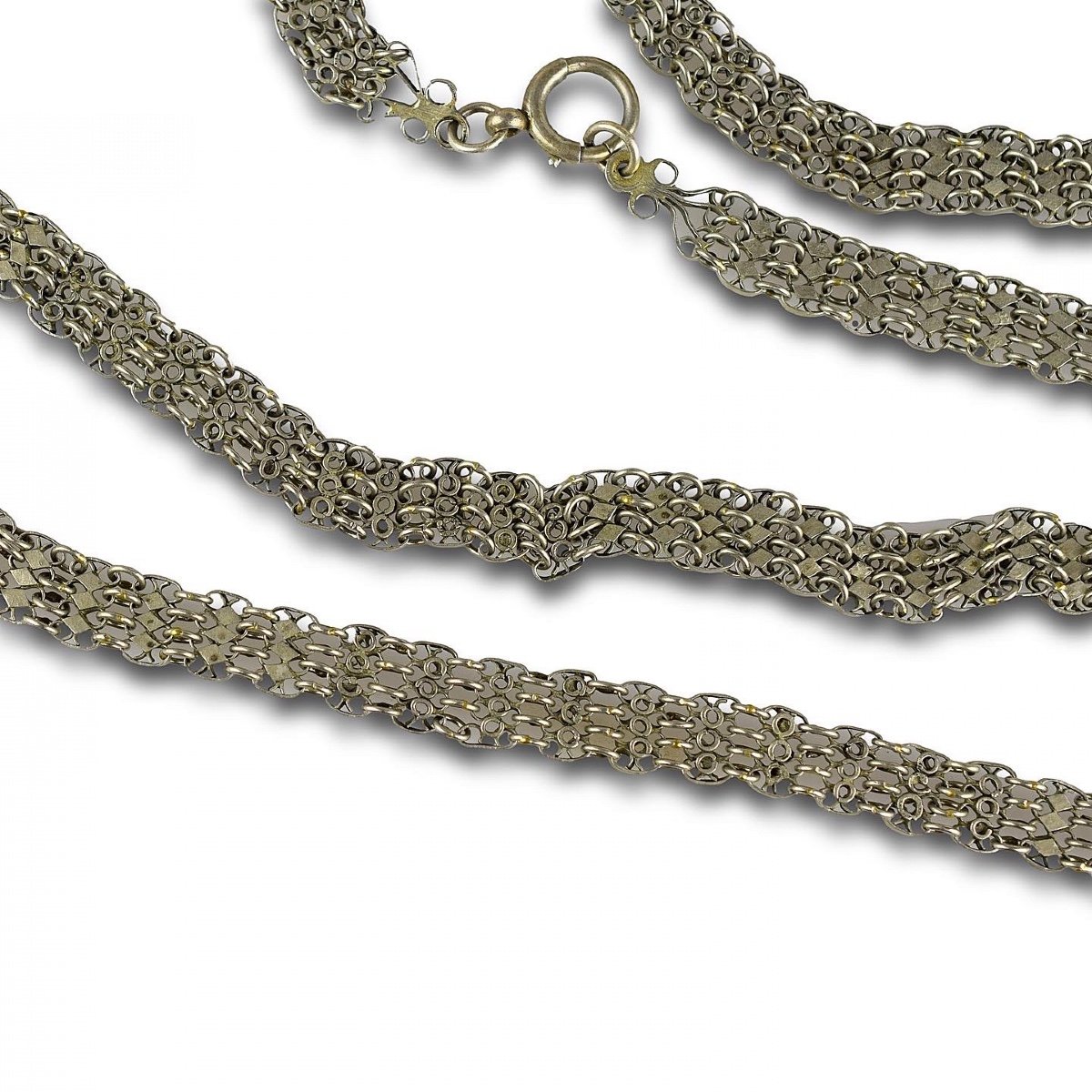 Heavy Silver Filigree Long Chain. Russian, 19th Century.-photo-3