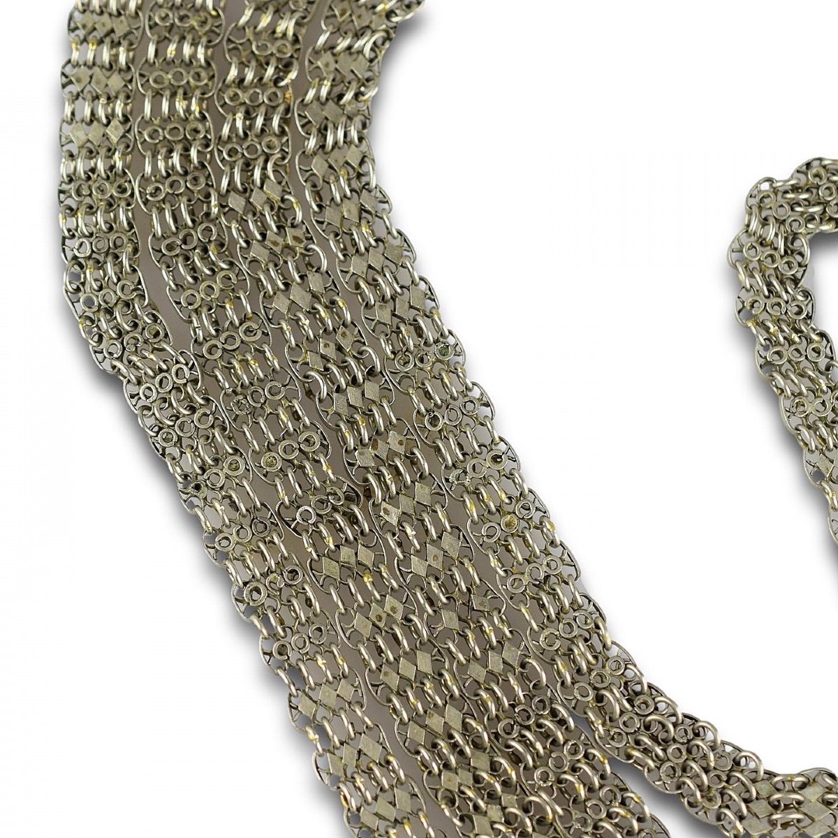 Heavy Silver Filigree Long Chain. Russian, 19th Century.-photo-6