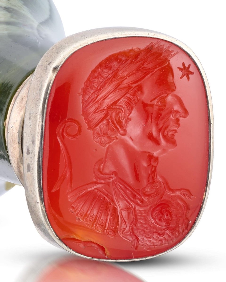 Desk Seal With A Renaissance Intaglio Of Julius Cesar. Italian, 16th Century.-photo-2