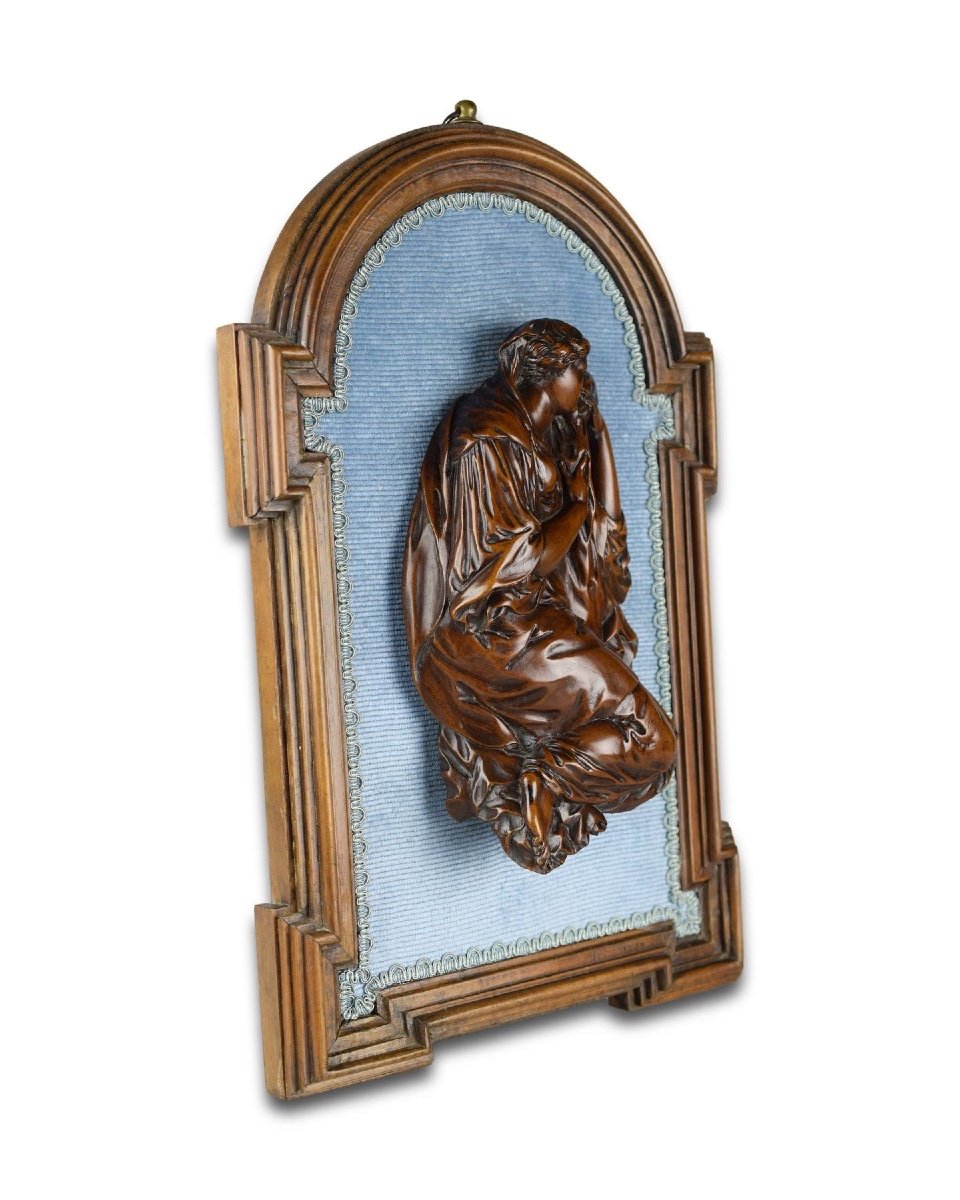 Large Boxwood Relief Of Mary Magdalene. French, 17th Century.-photo-2