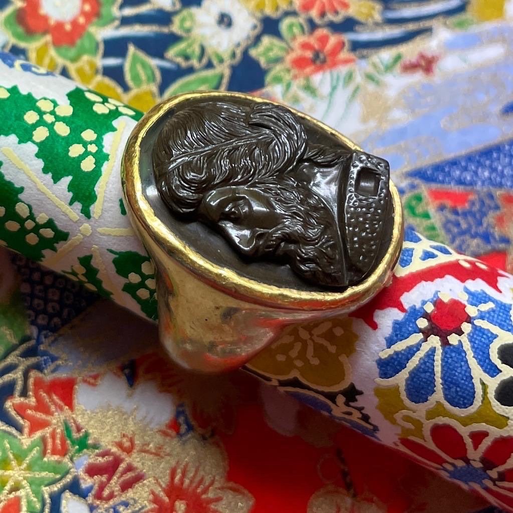 Gold Ring Set With A Cameo Of The Ancient Philosopher Plato. Italian, C.1800.-photo-2