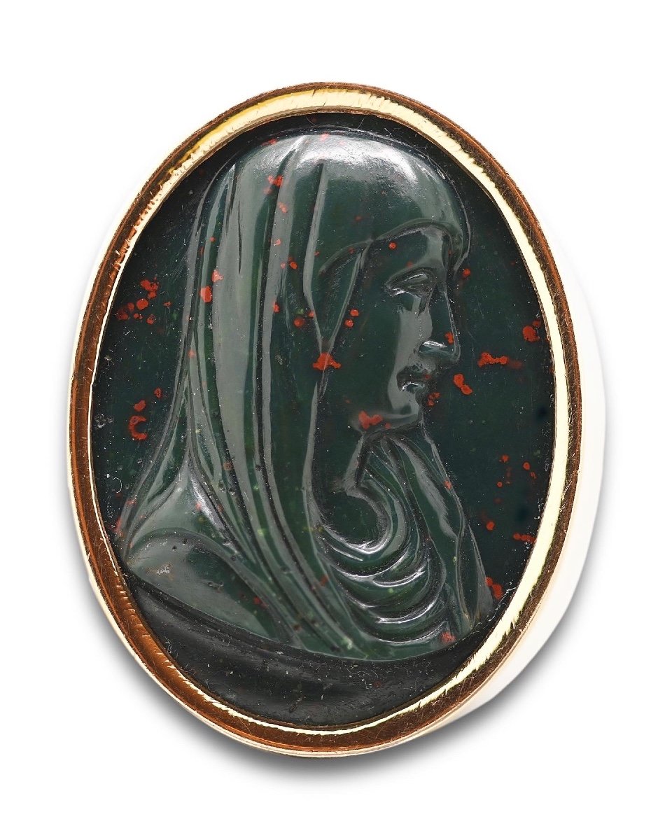 Bague Avec Un Camée Renaissance Du Christ Et De La Vierge. Italien, XVIIe Siècle. 