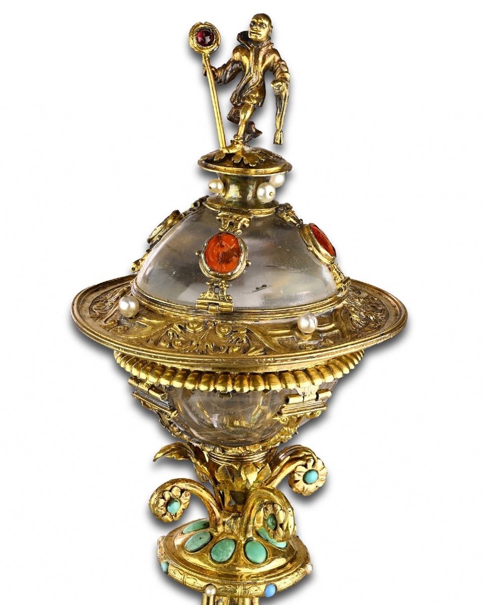 Silver Gilt Mounted Rock Crystal Table Salt. German, 17th - 19th Centuries.-photo-1