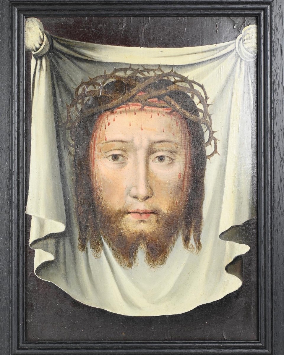 Oil Painting Of The Veil Of Veronica. French, 17th / 18th Century.-photo-3