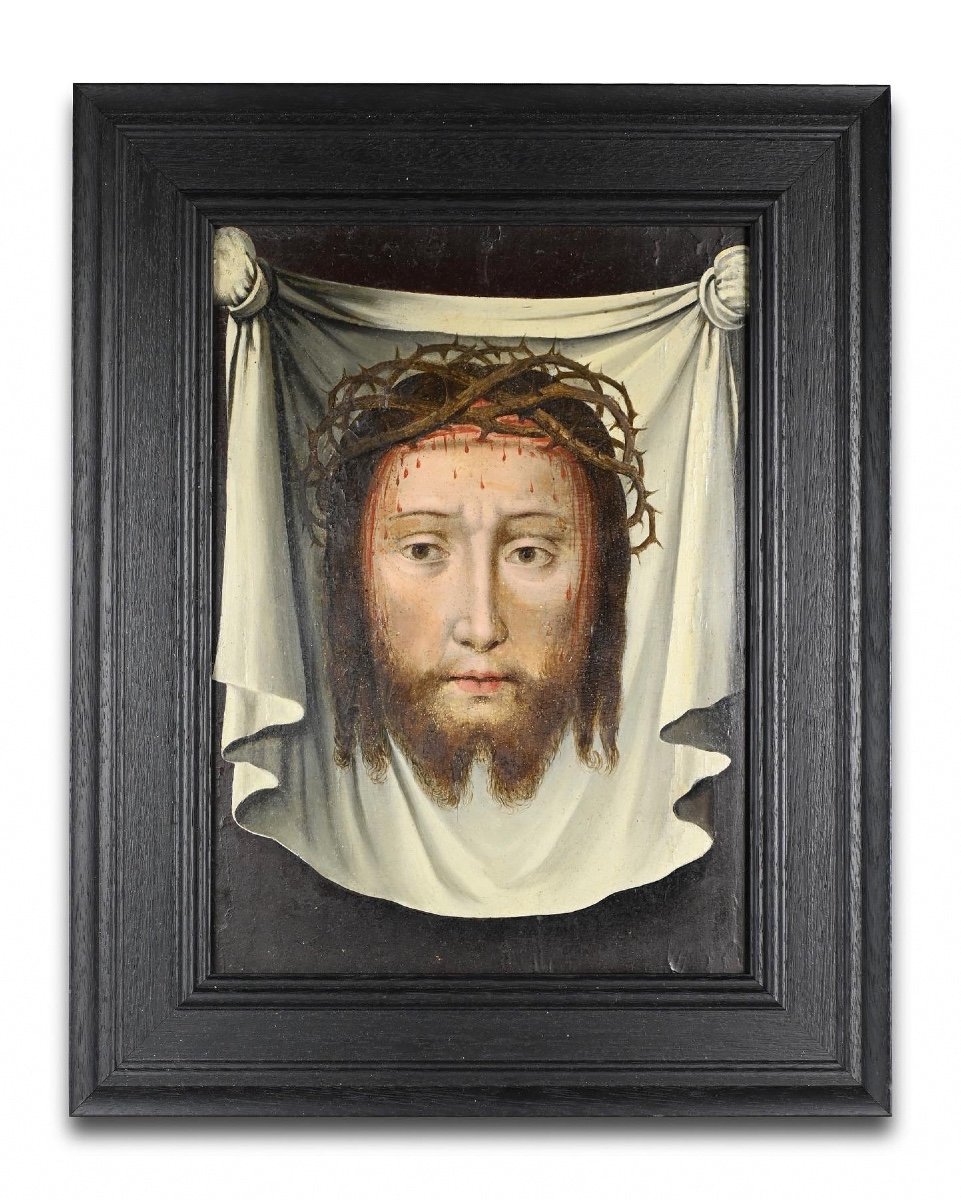 Oil Painting Of The Veil Of Veronica. French, 17th / 18th Century.