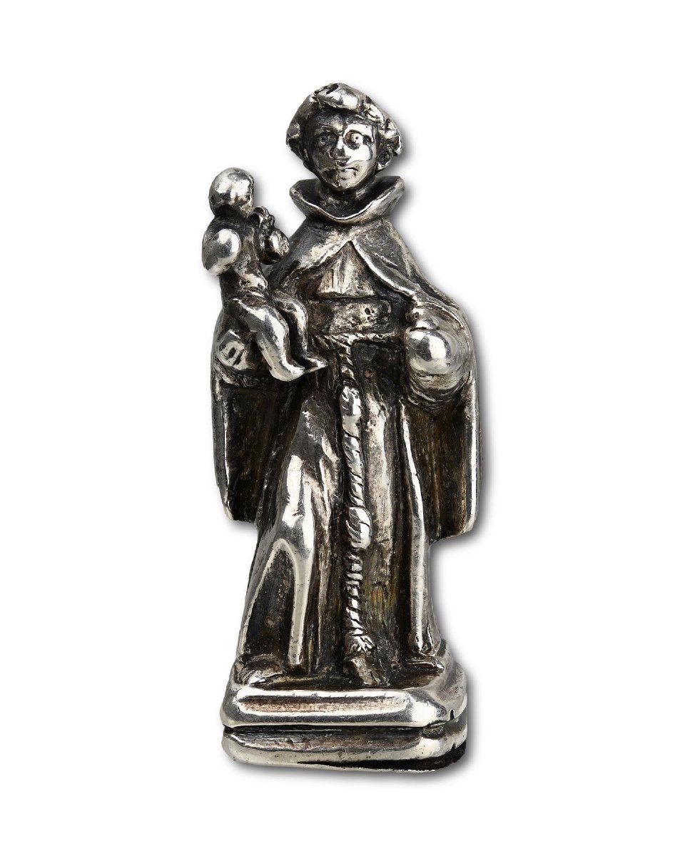 Silver Pendant Of Saint Anthony. Spanish Or Colonial, Early 17th Century.-photo-3