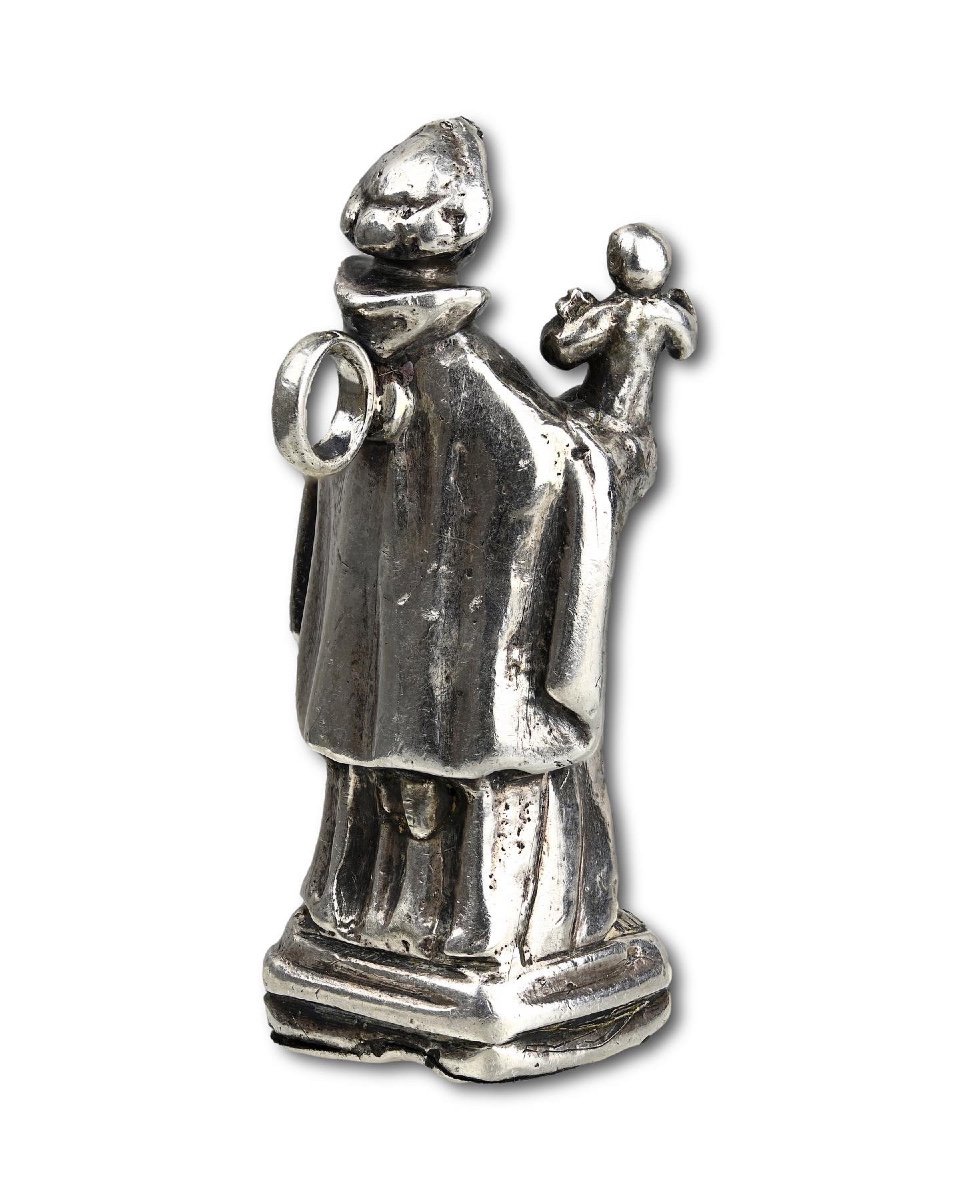 Silver Pendant Of Saint Anthony. Spanish Or Colonial, Early 17th Century.-photo-4