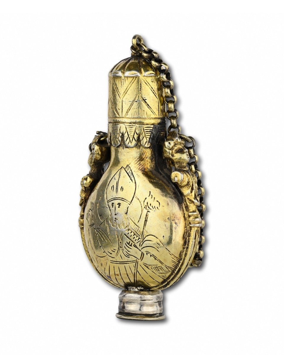 Silver Gilt Scent Box In The Form Of A Pilgrims Flask. Dutch, Late 17th Century.-photo-5