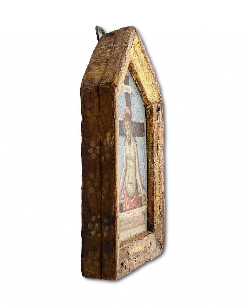 Gilt Wood Pax Painted With The Resurrected Christ. North Italian, 15th Century.-photo-4