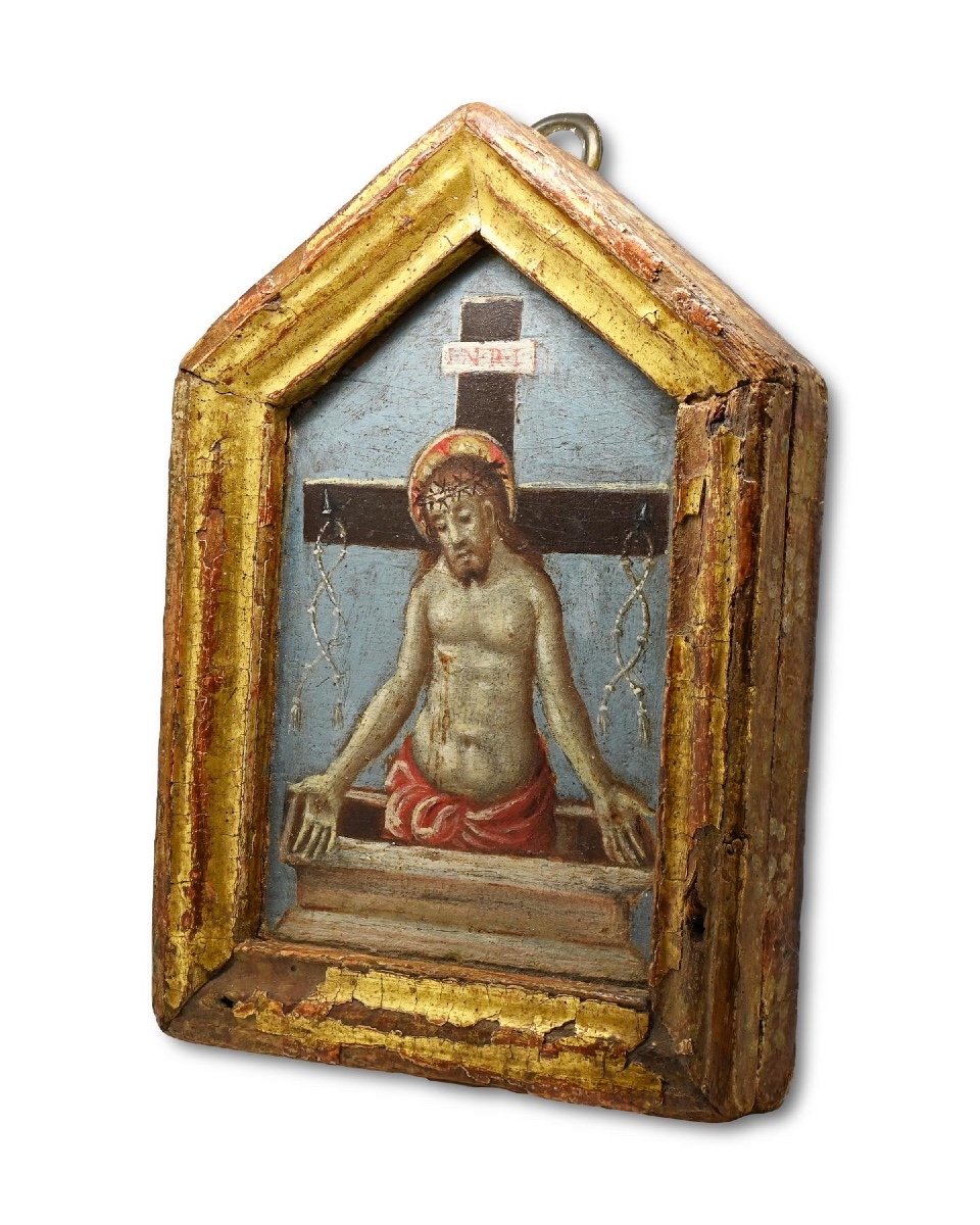 Gilt Wood Pax Painted With The Resurrected Christ. North Italian, 15th Century.-photo-6