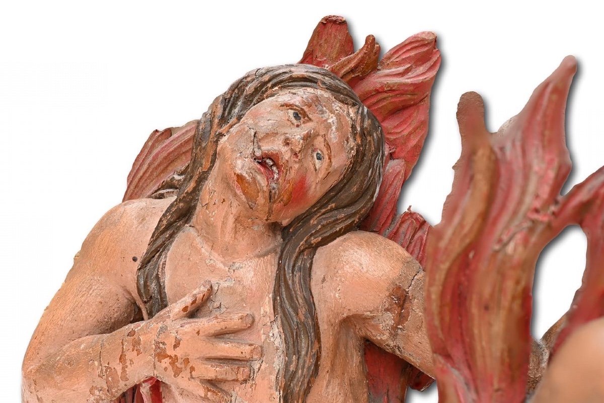 Polychromed Sculptures Of Souls Burning In Purgatory. South German, 17th Century-photo-3