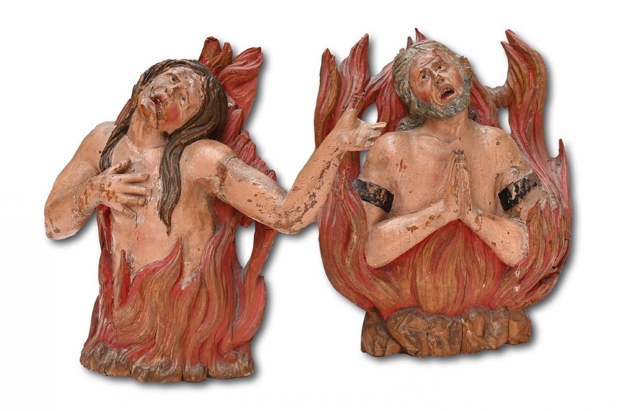 Polychromed Sculptures Of Souls Burning In Purgatory. South German, 17th Century-photo-4