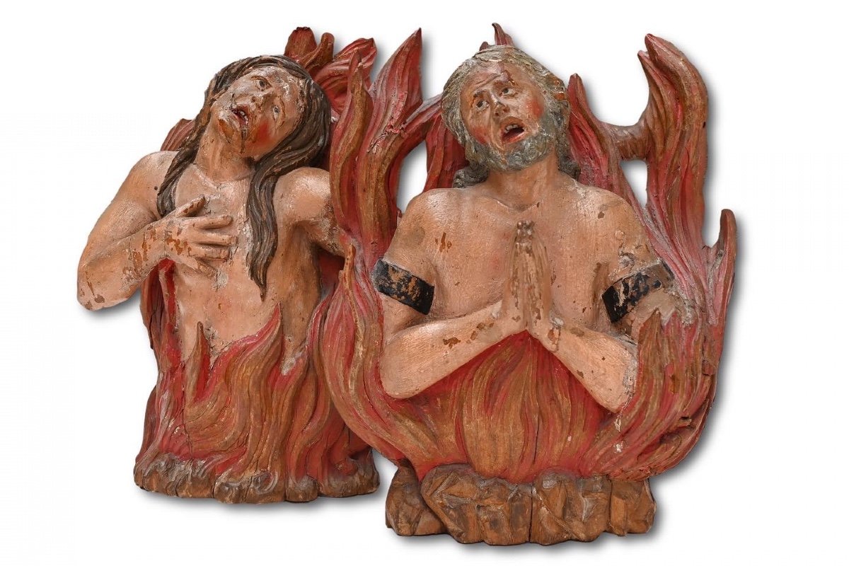 Polychromed Sculptures Of Souls Burning In Purgatory. South German, 17th Century-photo-5