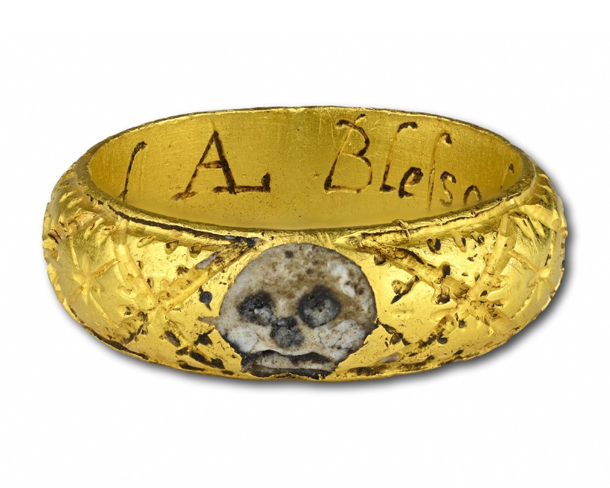 Rare Gold And Enamel Memento Mori Ring. English, Early 17th Century.-photo-6