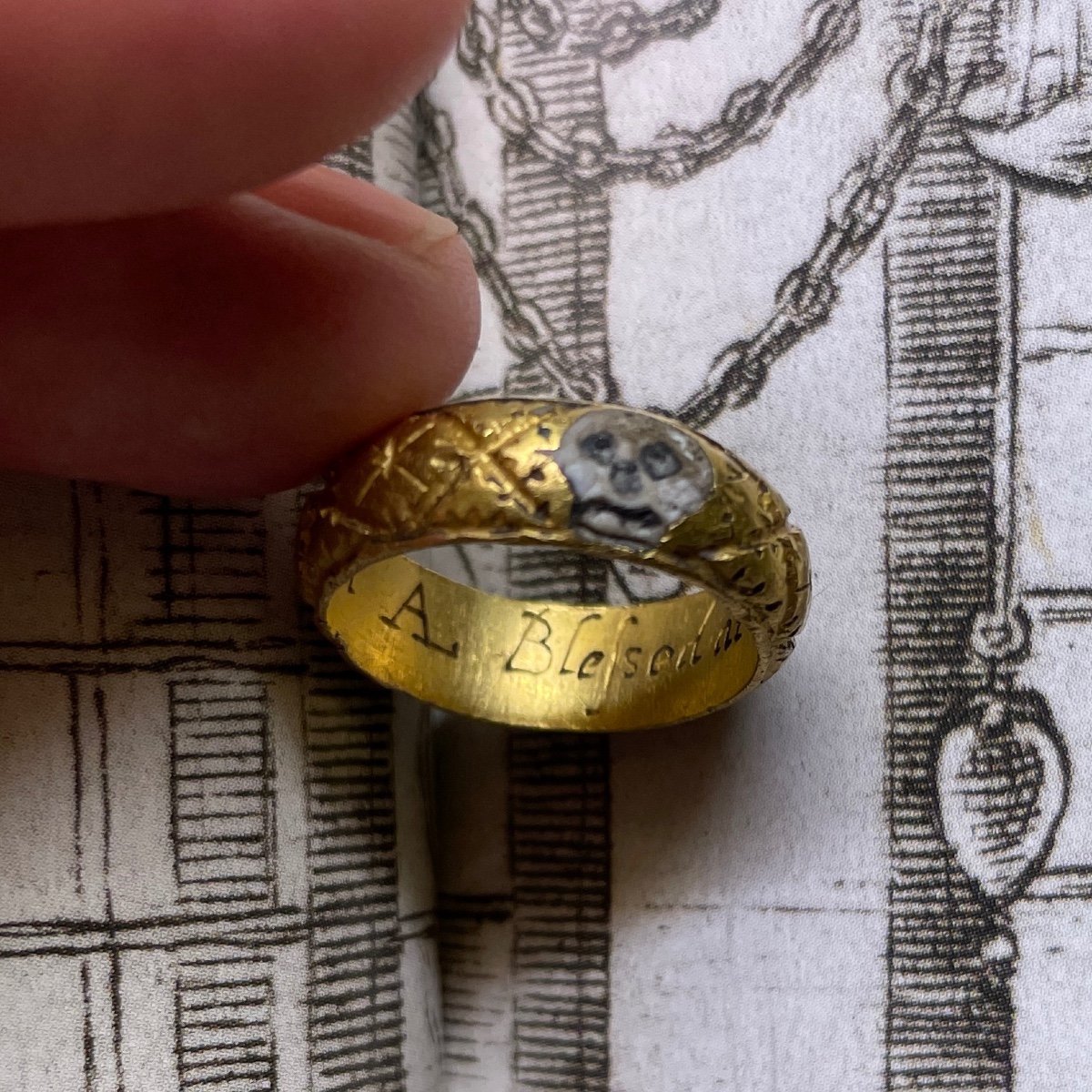 Rare Gold And Enamel Memento Mori Ring. English, Early 17th Century.-photo-8