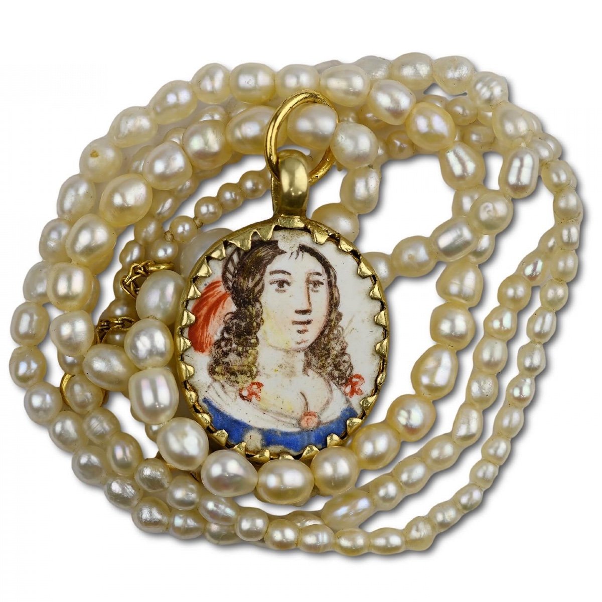 Gold And Enamel Pendant With The Busts Of Beautiful Ladies. French, 17th Century-photo-2