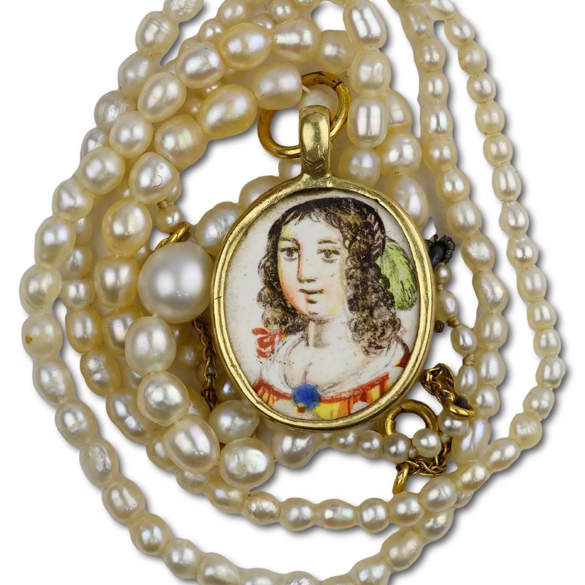 Gold And Enamel Pendant With The Busts Of Beautiful Ladies. French, 17th Century-photo-4