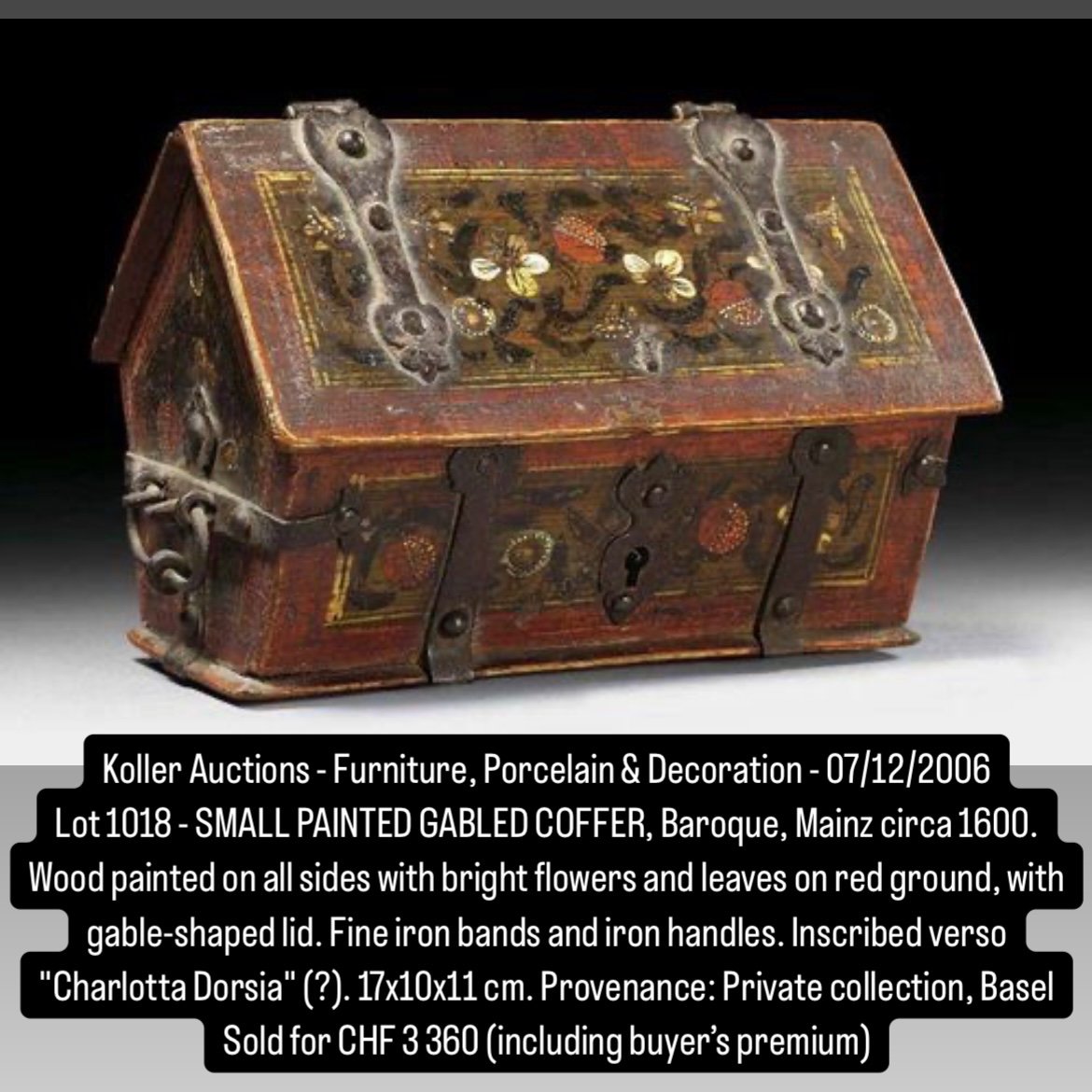 Miniature Painted Beech Casket Dated 1596. German, Late 16th Century.-photo-7