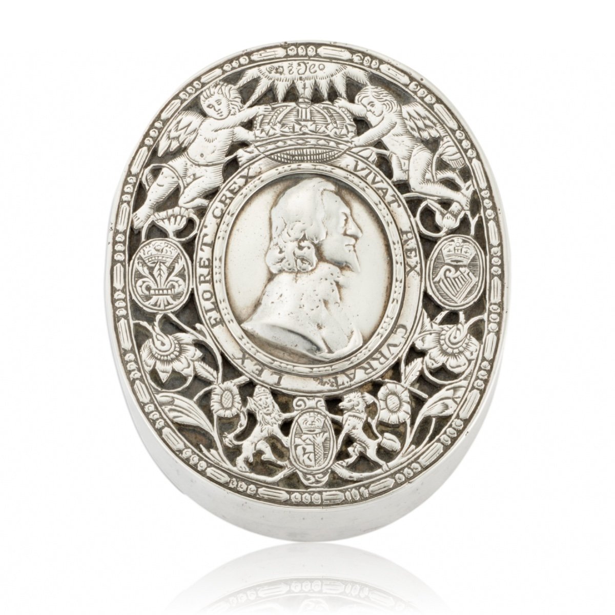 Boîte à Tabac En Argent Commémorant Le Roi Martyr Charles Ier (c.1600-1649).  