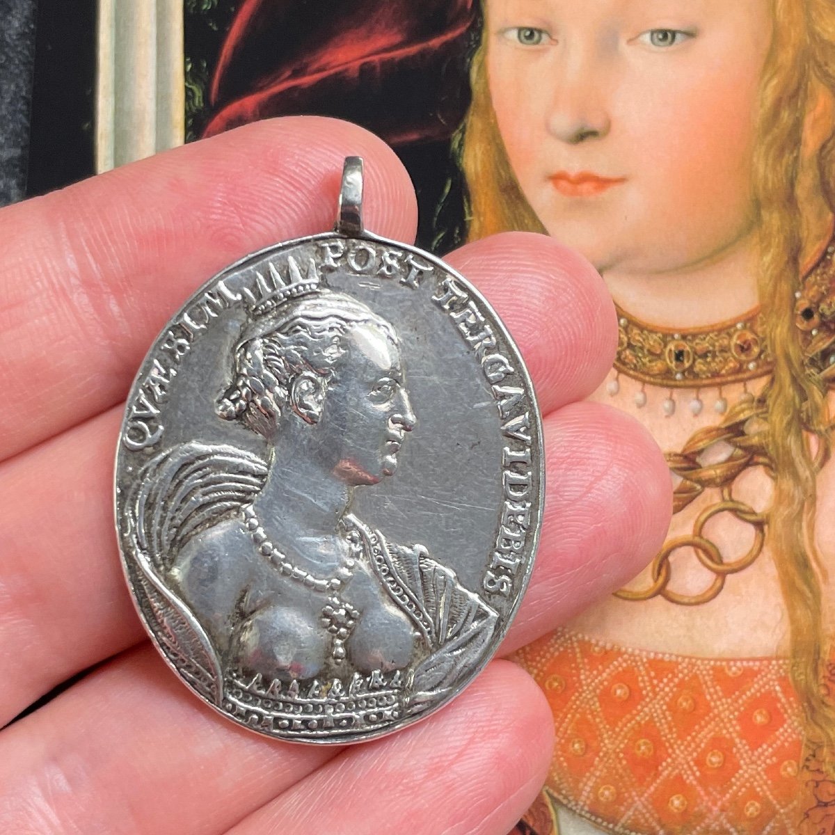 Silver Vanitas Medal With A Skeleton & The Bust Of A Woman. German, 17th Century-photo-5