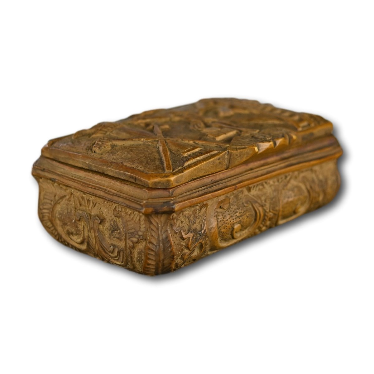 Boxwood Snuff Box Carved With The Crucifixion. German, 18th Century.-photo-2