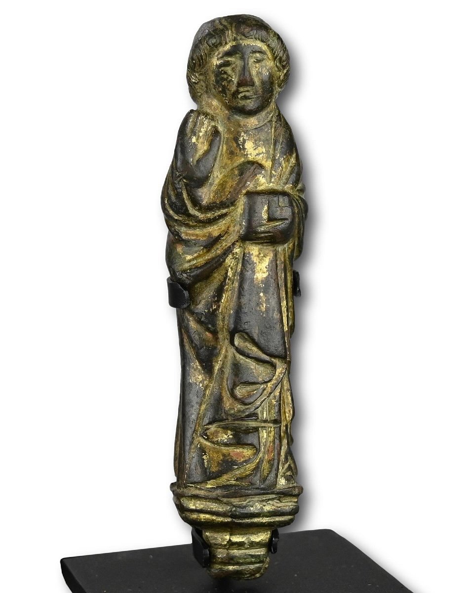 Figure En Bronze De Saint Jean l'évangéliste. Anglais, XVe Siècle. 