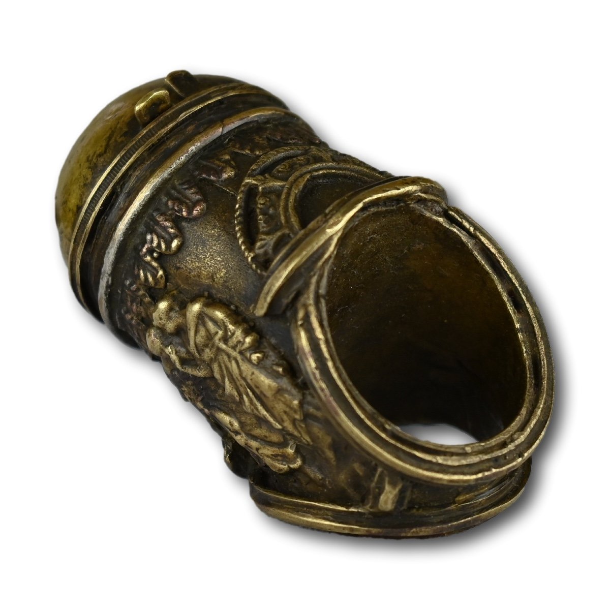 Renaissance Bronze Glove Ring With An Inkwell. Italian, 16/17th Century.-photo-4