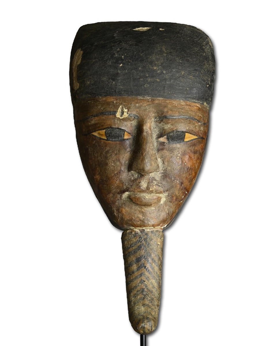 Painted Wooden Mummy Mask. Egyptian, Late Dynastic Period, Ca. 712 To 332 Bce.-photo-2