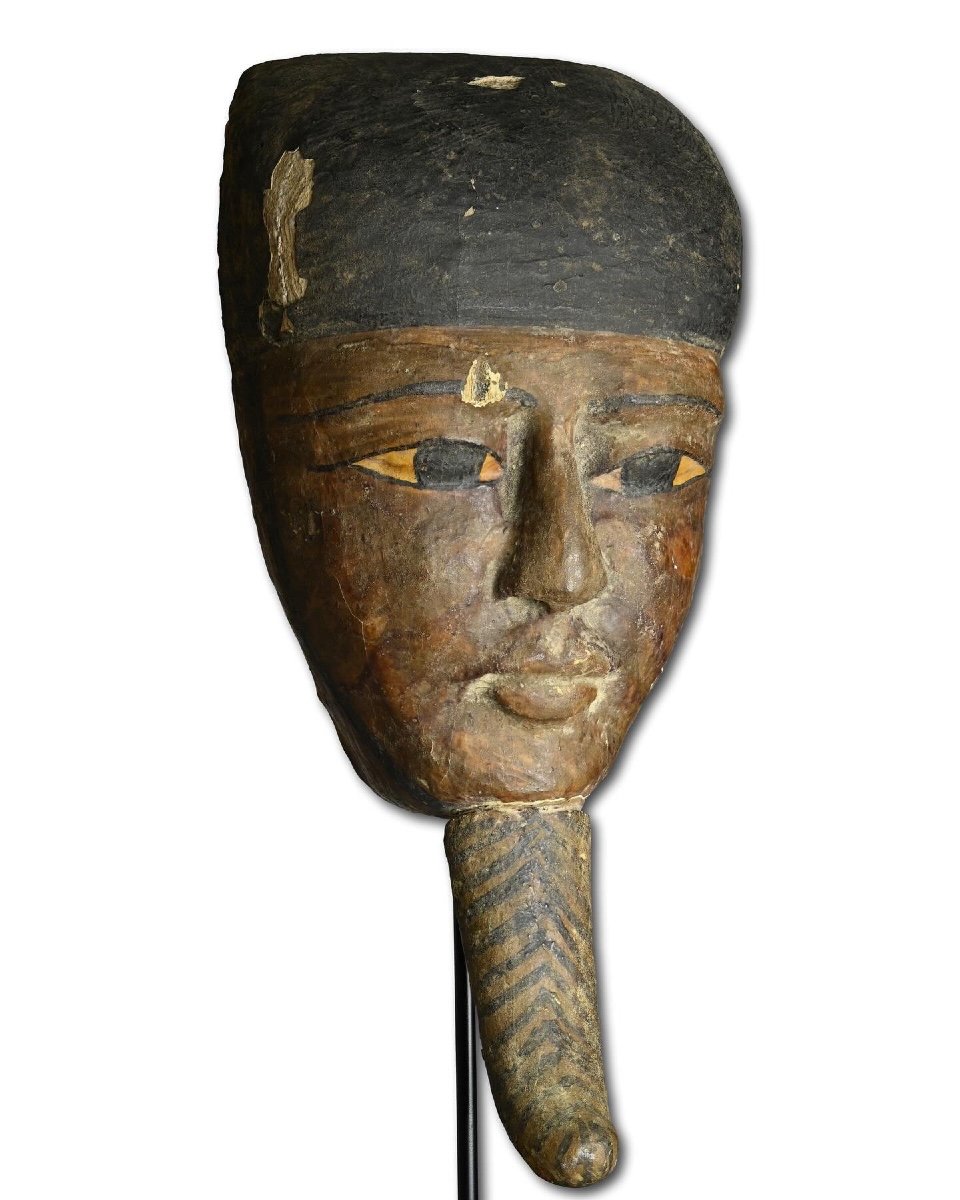 Painted Wooden Mummy Mask. Egyptian, Late Dynastic Period, Ca. 712 To 332 Bce.-photo-7