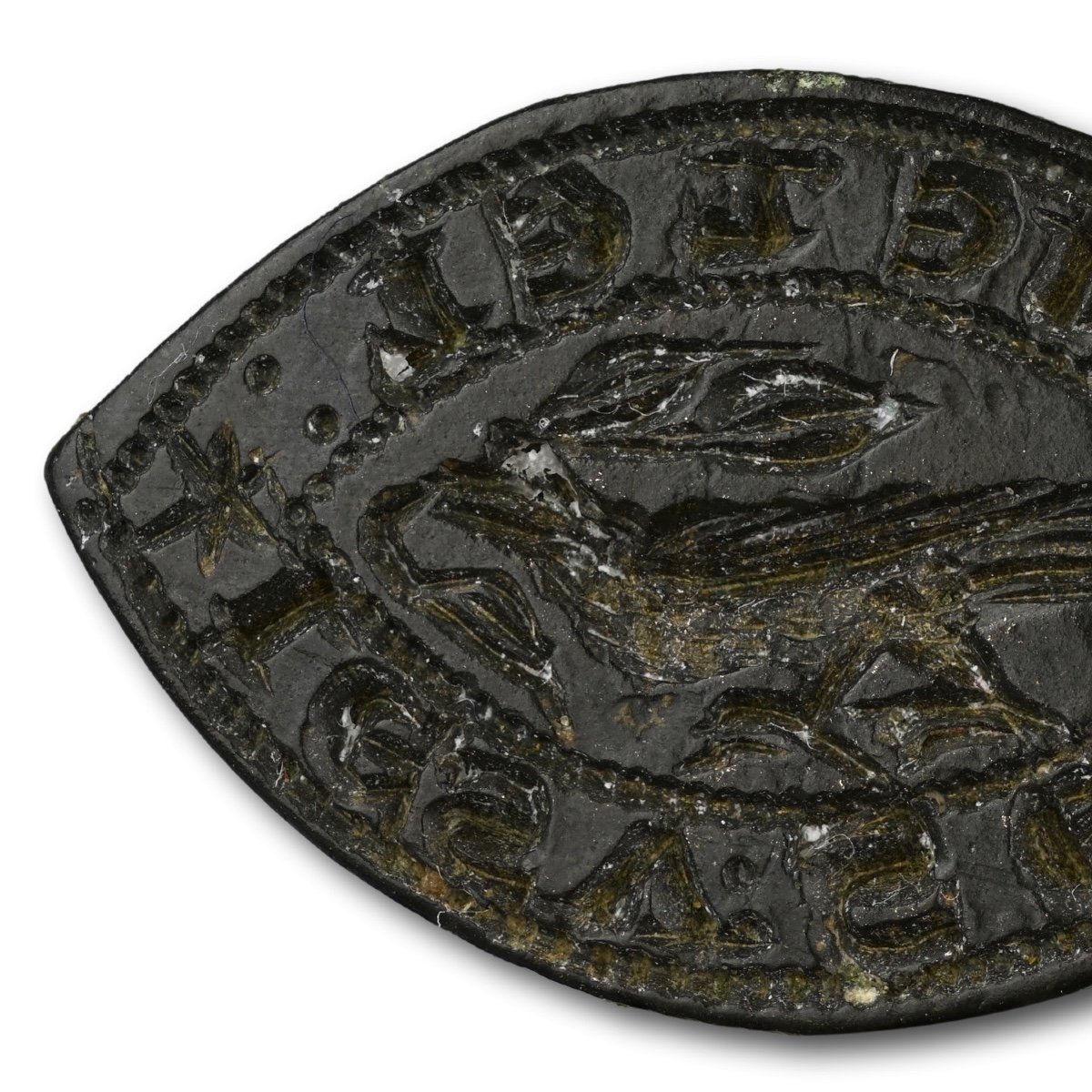 Medieval Bronze Seal Of A Bird With A Branch In Its Beak. English, 14th Century.-photo-2