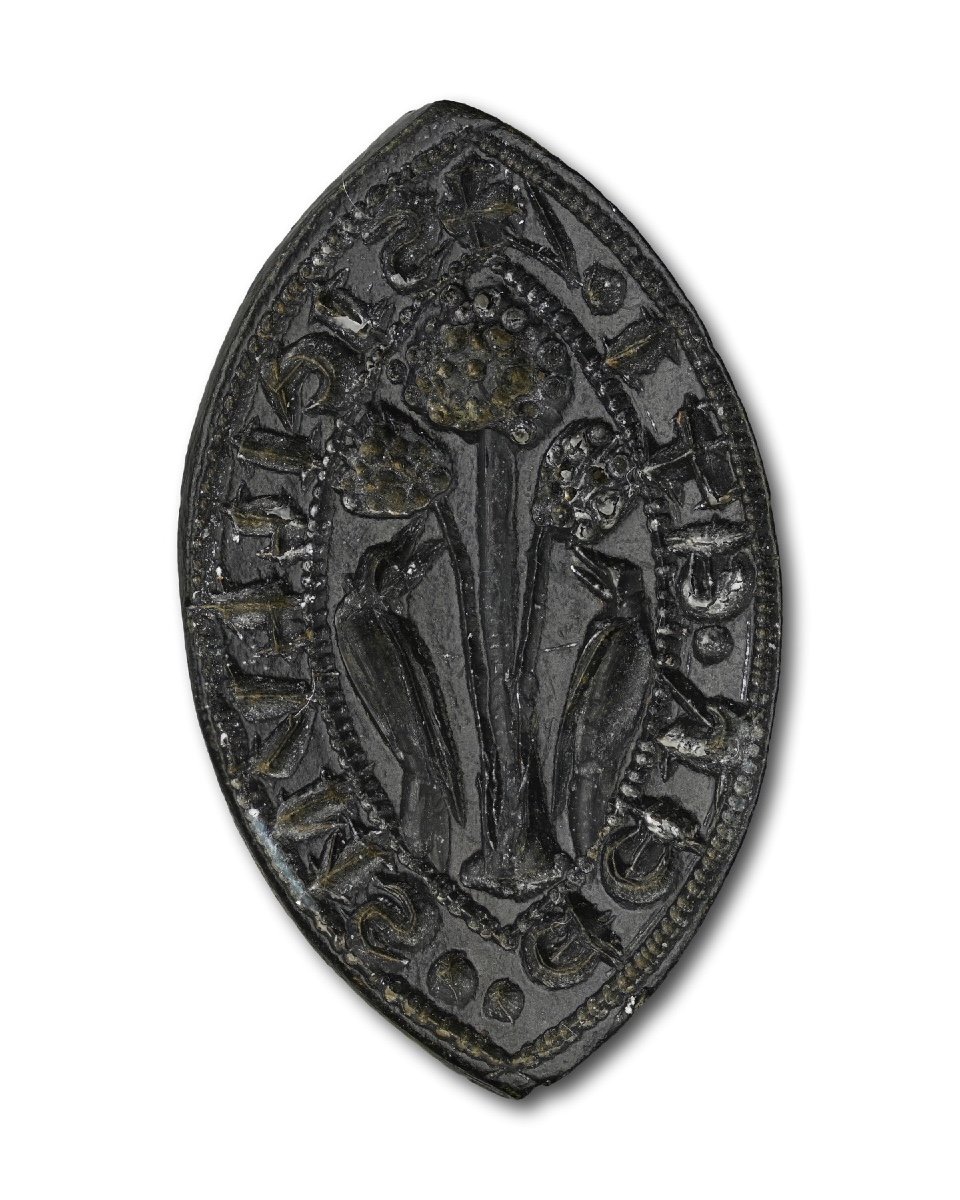 Medieval Bronze Seal Of A Pair Of Birds With A Tree. English, 14th Century.-photo-3