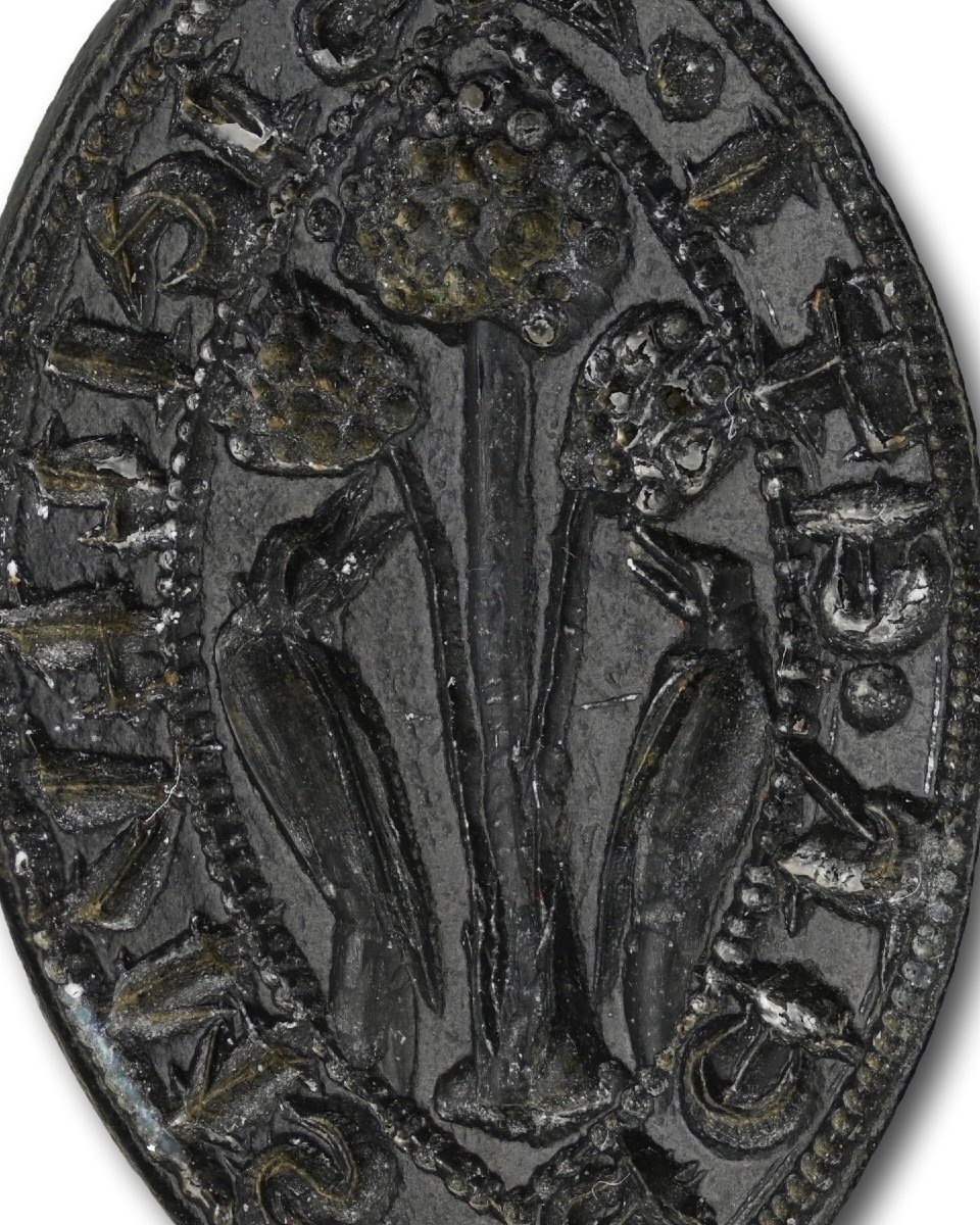 Medieval Bronze Seal Of A Pair Of Birds With A Tree. English, 14th Century.-photo-4