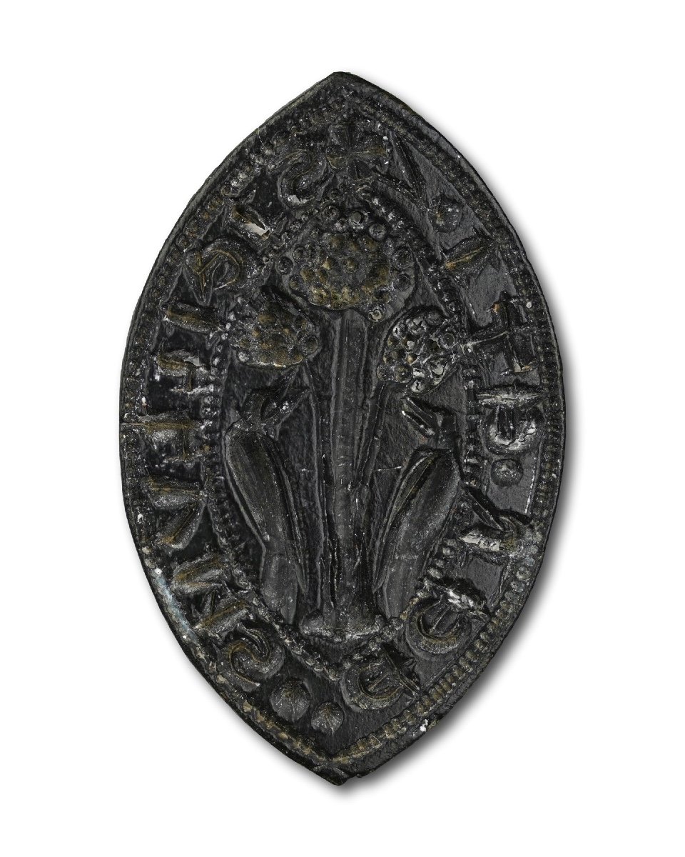 Medieval Bronze Seal Of A Pair Of Birds With A Tree. English, 14th Century.-photo-2