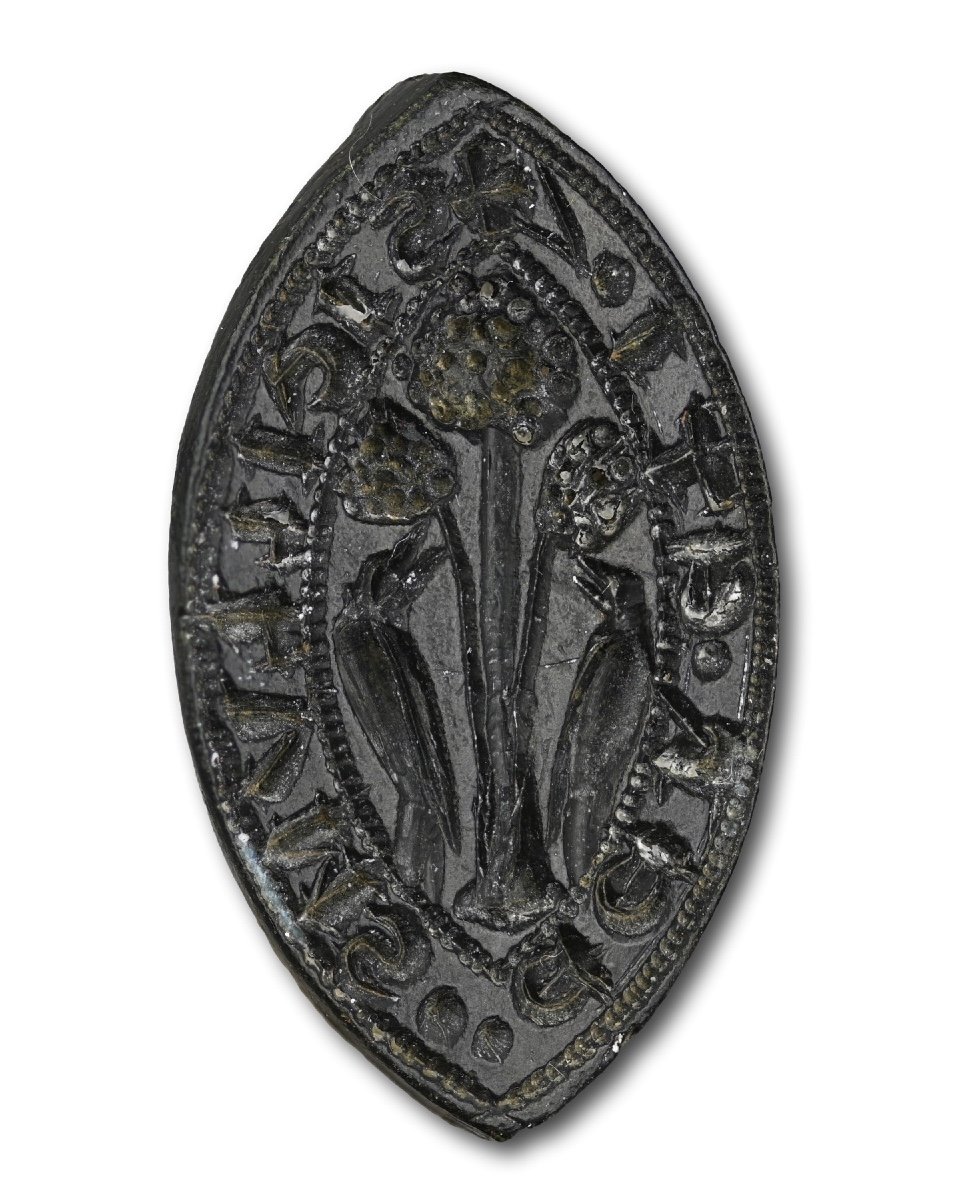 Medieval Bronze Seal Of A Pair Of Birds With A Tree. English, 14th Century.