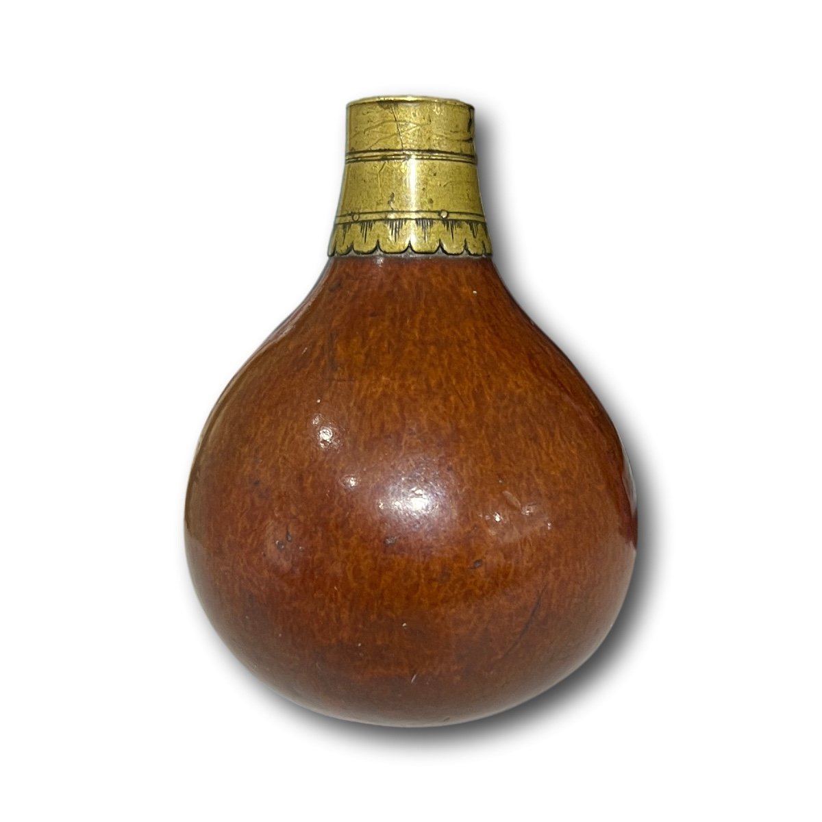 Brass Mounted Gourd Flask. English, Mid 18th Century.-photo-3